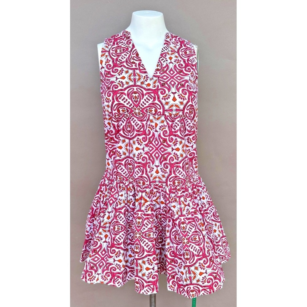 Cynthia Rowley XS %100 Cotton Dress Sleeveless Drop Waist Coastal Cottage Summer